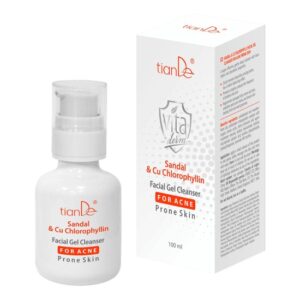 Gelinis veido prausiklis į spuogus linkusiai odai su sandalmedžiu ir Cu chlorofilu, 100 ml